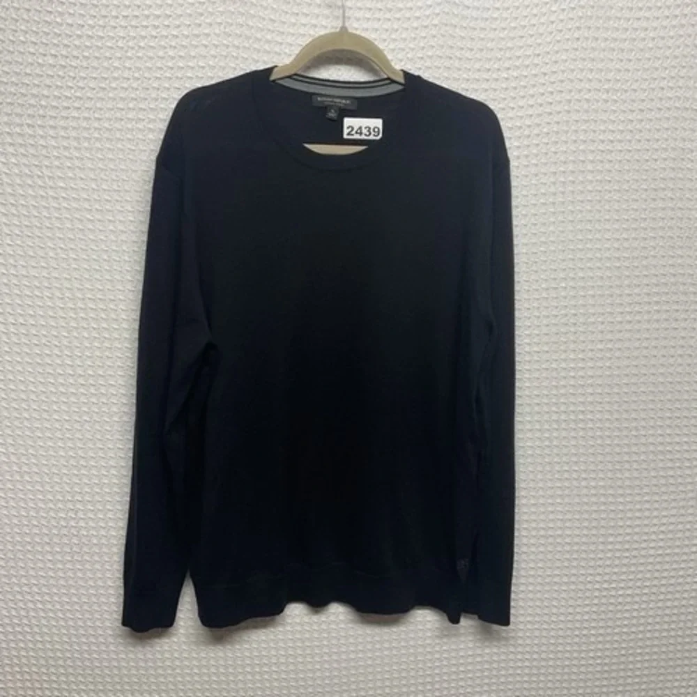 NWOT‎ Banana Republic Black CrewNeck Sweater Pullover Preppy Men XL China Wool